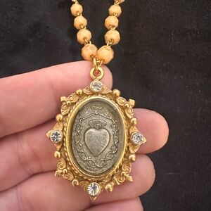 Virgins Saints & Angels Gold and Silver Heart Pendant Necklace (one of a kind!)